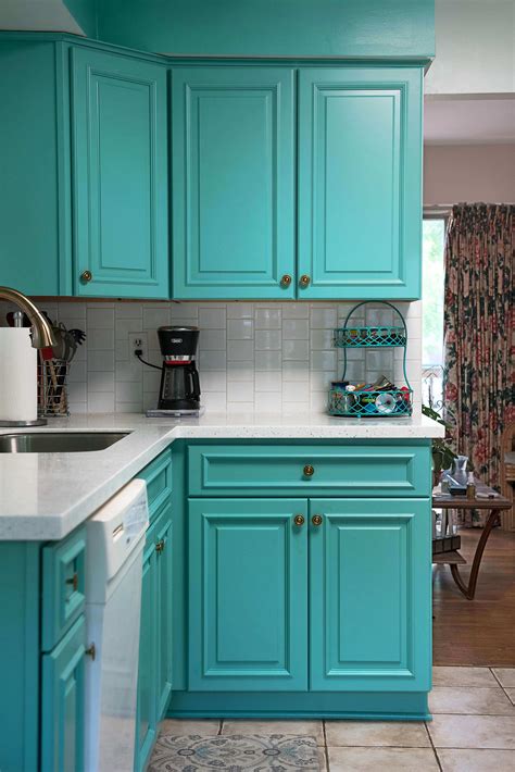 Blue Green Kitchen With A Sea Glass Inspired Countertop In Rockville