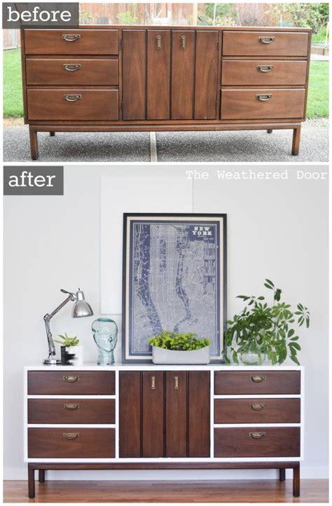 Before And After Fresh And Modern High Gloss Credenza With Geometric