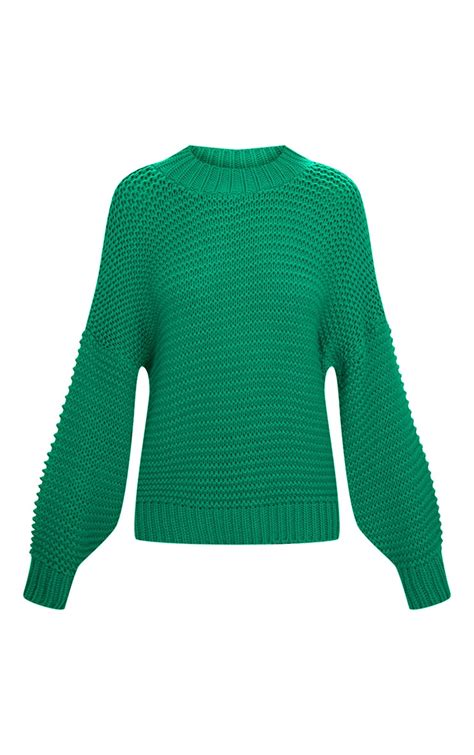 Emerald Green Oversized Chunky Sweater Prettylittlething Ca