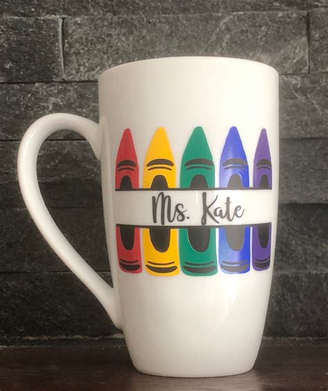 Personalized Teacher Mug Crayon Mug Personalized Mug Etsy Uk