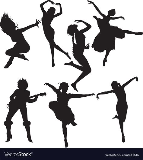 Dancing Women Silhouettes Royalty Free Vector Image