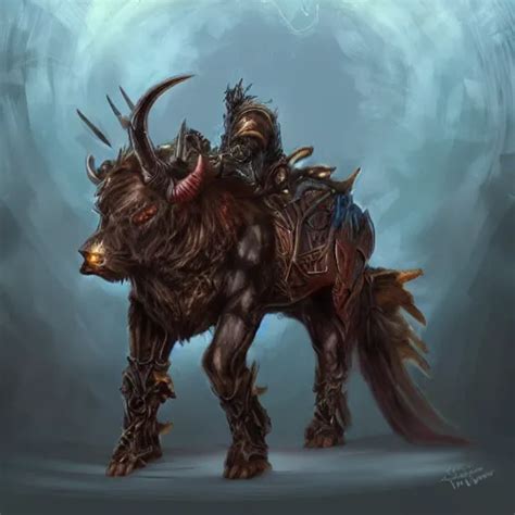 Epic Minotaur Beast In Armor Dark Fantasy Digital Stable Diffusion
