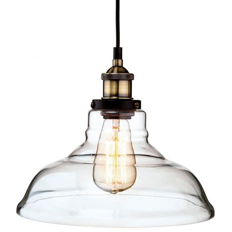 Vintage Industrial Style Brass And Clear Glass Ceiling Pendant Light