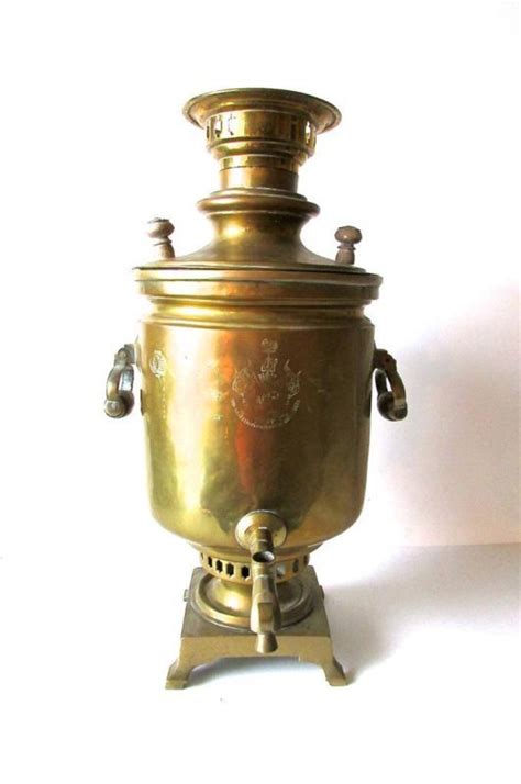 1800s Antique Russian Brass Samovar Many Cresthallmarks Russian