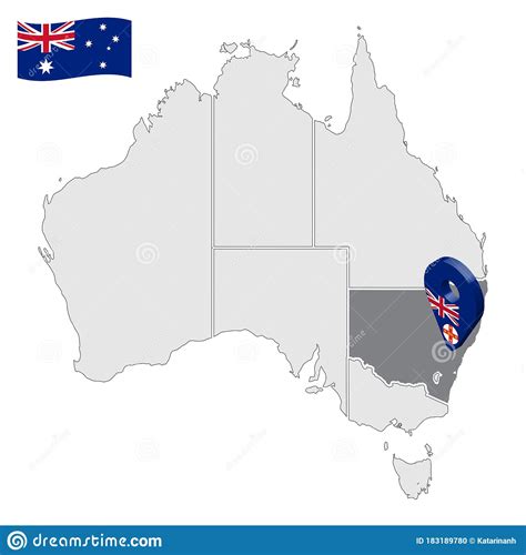 Location Of New South Wales On Map Australia 3d New South Wales Flag