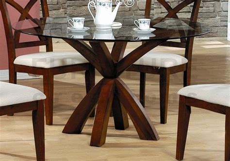 Round Glass Dining Table Wood Base Foter