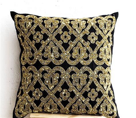 Decorative Throw Pillow Cover Black Gold Sequin Pillows Cushion Gold