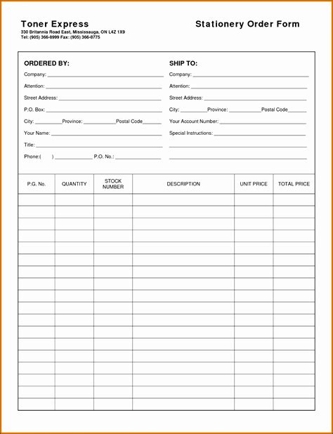 Sample Order Form Template Doctemplates