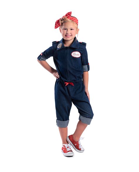 Diy rosie the riveter costume (via sayyes.com). Rosie the Riveter Child Costume Denim Jumpsuit 40's Retro ...