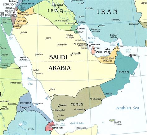 Mapa Saúdsko Arabský Poloostrov Mapa Saúdské Arabského