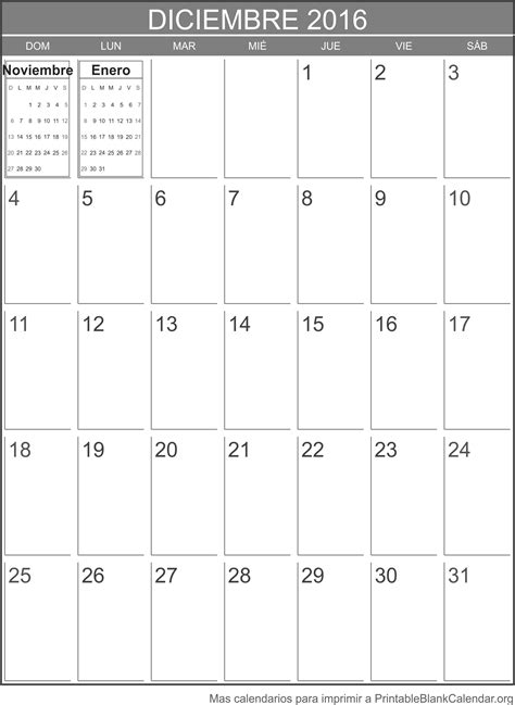 Deciembre 2016 Calendario Calendarios Para Imprimir