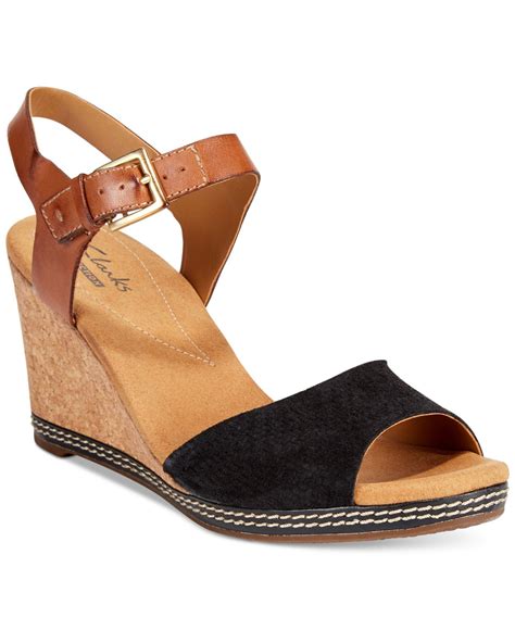 Lyst Clarks Collection Womens Helio Jet Wedge Sandals In Black