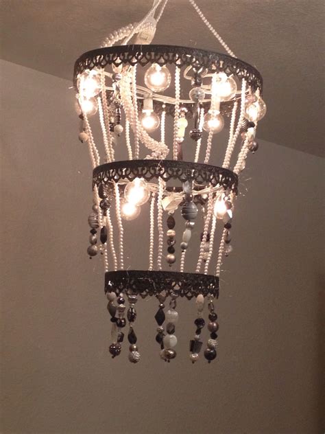 Beautiful Homemade Chandelier Made With Metal Rings 22 Gauge Wire