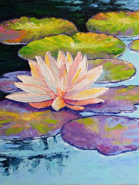 Lotus Painting Claude Monet Water Lily Painting Pond Wall Etsy