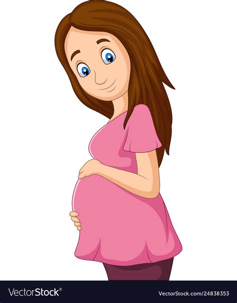 Cartoon Pregnant Woman Isolated On White Vector Image