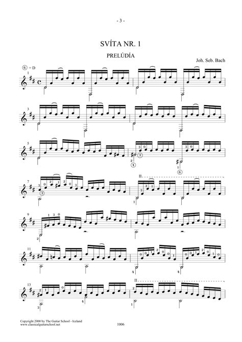 Js Bach Suite No 1 Original For Cello The Guitar School
