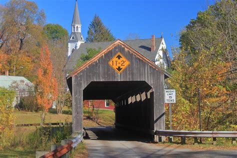 Conway Ma Covered Bridge In Autumn Photograph By John Burk