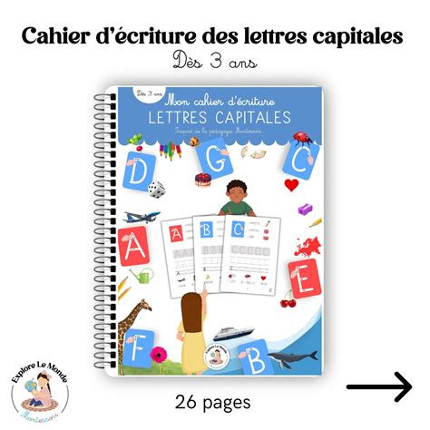 Cahier d’écriture des lettres Capitales - Explore le monde Montessori