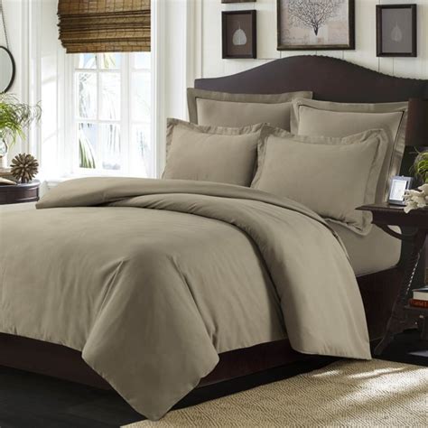 Valencia Solid Oversized Duvet Set Queen Taupe