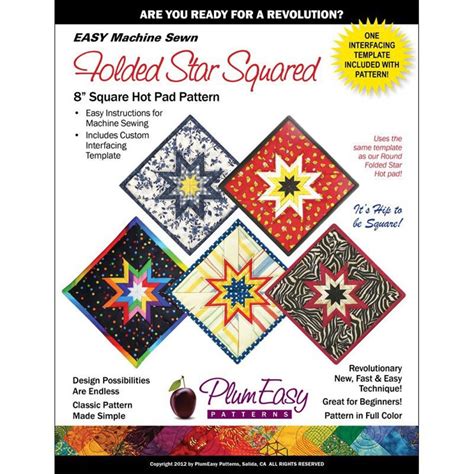 Folded Star Squared Sewing Pattern 8″ Square Plum Easy Patterns