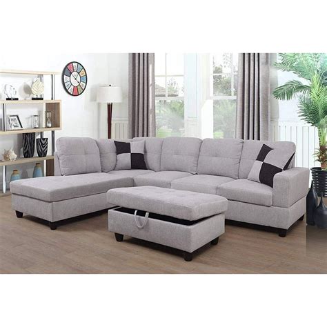 Aycp Furniture 3 Pcpiece Sectional Sofa Couch Set L Shaped Modern Sofa