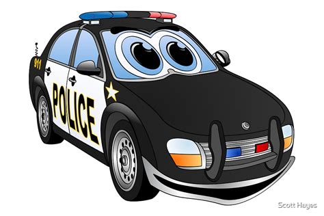 Police Black Whote Car Cartoon By Graphxpro Redbubble