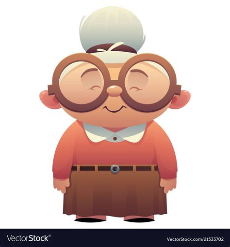 Old Lady Nice Grandmother With Glasses Smiles Vector Image Vector Character Design Cartoon