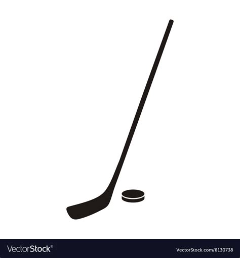 Hockey Stick And Puck Monochrome Icon Royalty Free Vector