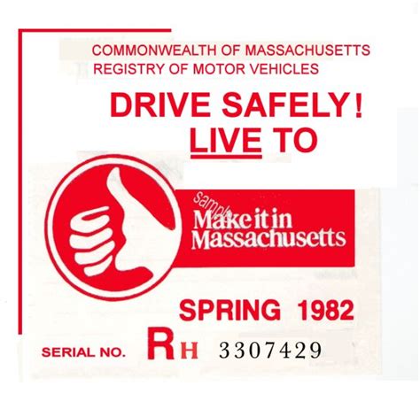 1982 Massachusetts Spring Inspection Sticker Bob Hoyts Classic