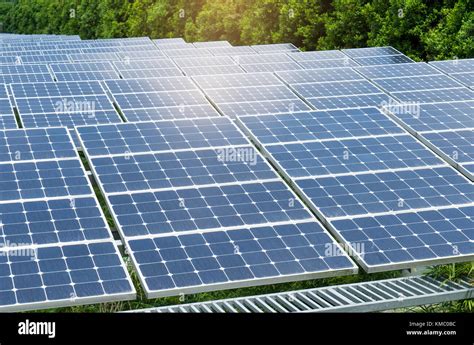 Solar Panels In The Park Of Modern City Stock Photo Alamy