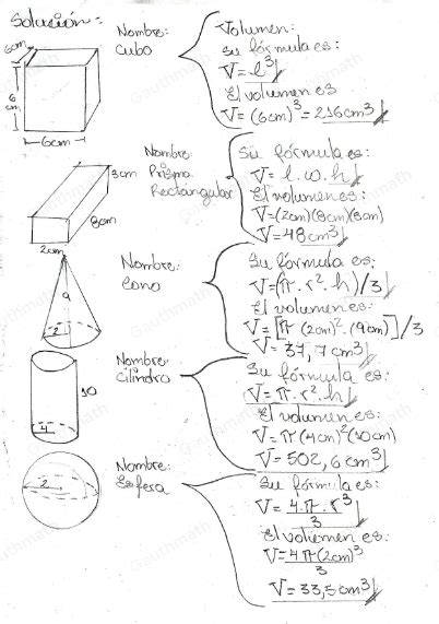 Solved Volumen De Solidos Regulares Calcula El Volumen De L Algebra