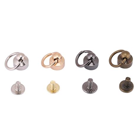 Walfront 20 Sets Diy Leather Craft Rivets Fasteners Screws Gold Silver