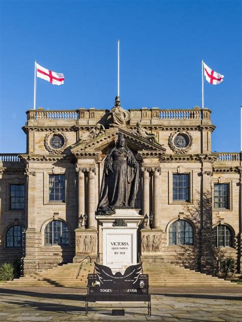 South Shields Town Hall With Flags Of St George South Tyneside Uk