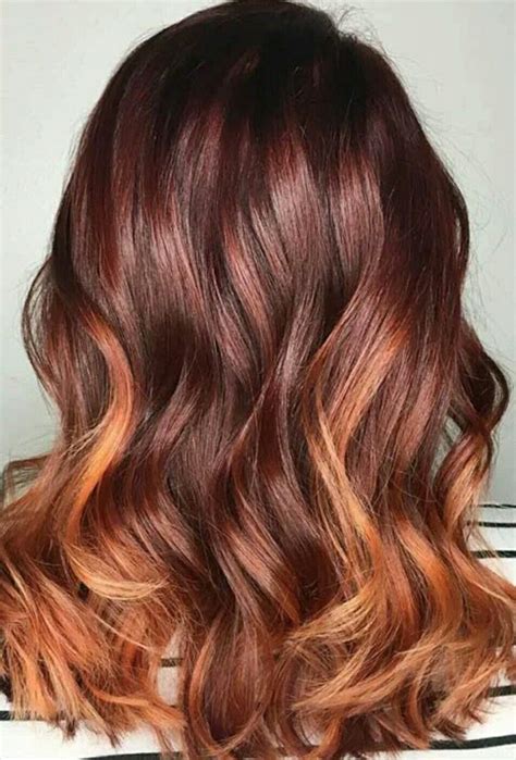 Copper And Mahogany Balayage Mahogany Is Such A Bright Yet Rich Red