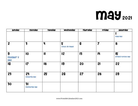 Cox green school, highfield lane, maidenhead, berkshire, sl6 3ax. Printable Calendar 2021 May, May 2021 Calendar PDF