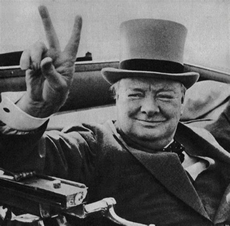 British Wartime Leader Winston Churchill With His Famous V For Victory
