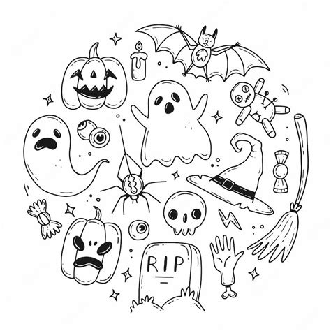 Premium Vector Set Of Doodle Halloween Elements In The Shape Of A