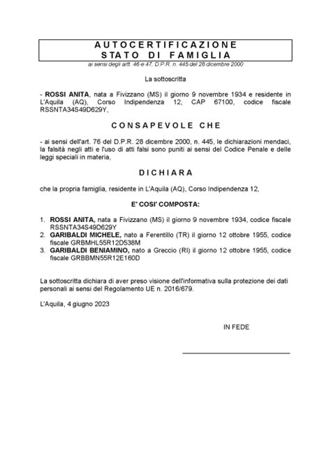 Come Compilare Autocertificazione Stato Di Famiglia Degli Eredi