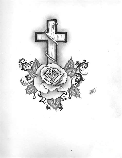 A Rose And A Cross Drawing By Charles Robinson Fine Art America