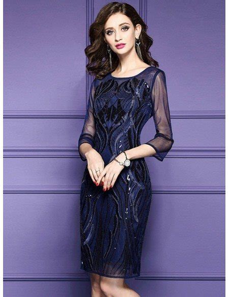 Classy Royal Blue Luxe Embroidered Cocktail Dress For Weddings Wedding Guests Zl8011