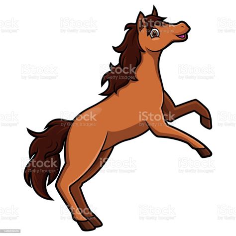 Cute Horse Cartoon Jumping Pose Stock Illustration Download Image Now