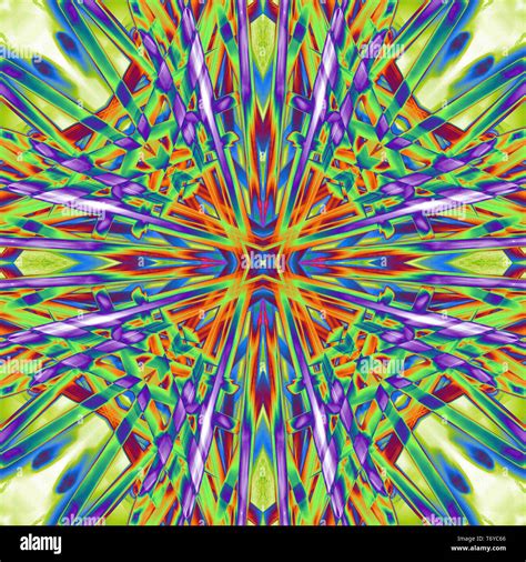 Art Psychedelic Pattern Abstract Symmetric Colorful Background Stock