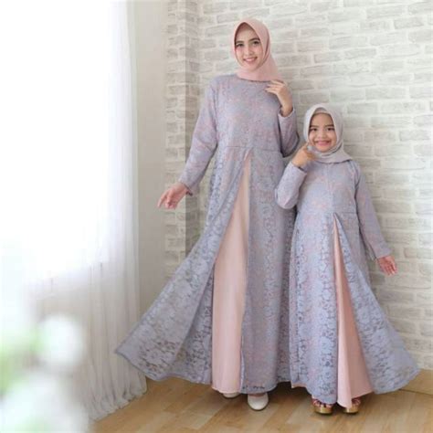 Model Baju Gamis Bahan Brokat Dan Satin Ragam Muslim