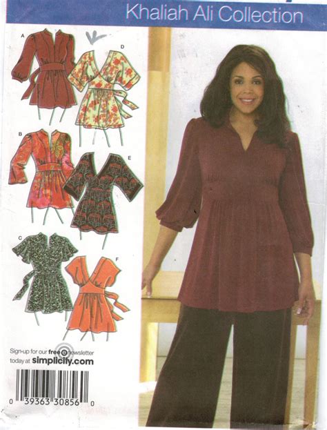 simplicity pattern 3697 khaliah ali collection tunic tops for women knit and woven fabrics