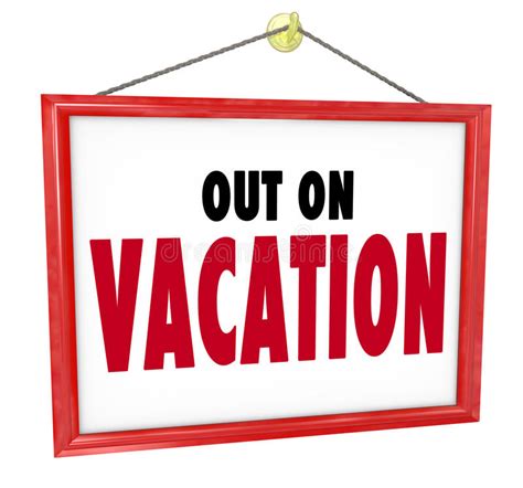 Out On Vacation Hanging Sign Store Office Closed Stock
