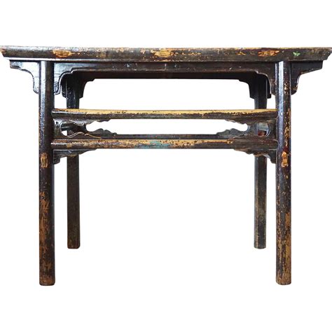 Small Chinese Black Lacquered Elm Altar Table Console from eronjohnsonantiques on Ruby Lane