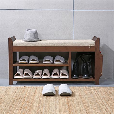 Rolanstar shoe bench, sturdy long shoe rack bench with mesh shelves, rustic storage this shoe rack bench from songmics has a comfortably padded top so it can truly be used as a benc. Nnewvante shoes bench storage
