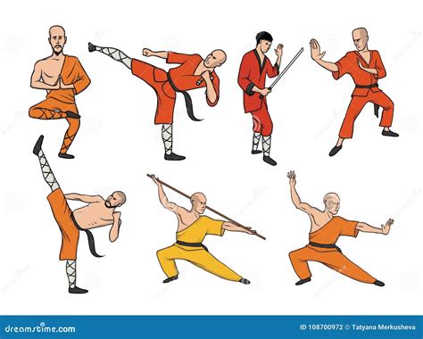 The Man Practicing Kung Fu Vector Illustration