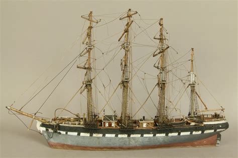 A Wooden Model Of A Four Masted Sailing Ship 60cm Long Approximately X