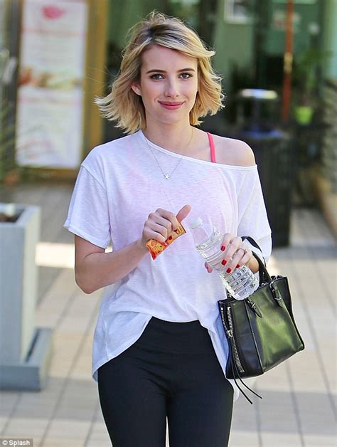 Emma Roberts Flashes Hot Pink Bra And Shows Off Slender Legs As She Leaves Yoga Class Daily